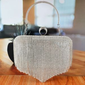 Tas Pesta Kondangan Wanita Import Premium Terbaru Clutch Dompet Pesta Kristal Mewah Elegan 28557-6