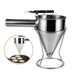 Stainless Steel Batter Funnel With Bracket 1200ML Pancake Batter Dispenser Leaking Cupcake Waffle