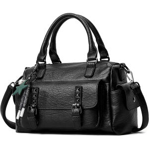 Iway Handbags Shoulder Bags for Women Vintage Multiple Pockets Top Handle Bags Fashion Womens Cross-body Bags Small Diagonal Bag PU Leather