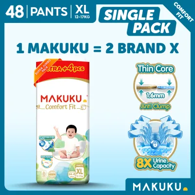 【1 PACK ONLY】 MAKUKU Comfort Fit Tape and Pants Diaper Ultra Thin Soft Breathable Super Absorbent Baby Diapers