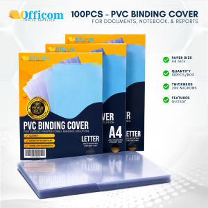 Officom Clear Binding Cover 100pcs PVC Cover 200 microns A4 Short Legal Size for Document Binding School and Office Supplies