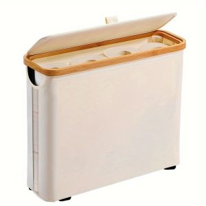 Bamboo ring tissue box with lid - bathroom storage for dirty clothes - student household bedroom fabric storage box
