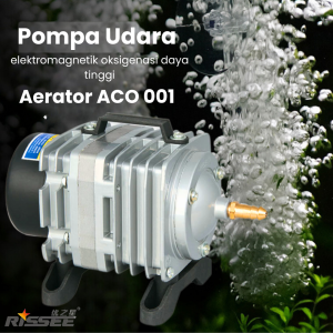 Pompa Udara Aerator ACO 001 Elekromagnetik Rissee AC0 001 Pompa Gelembung Blower Kolam Akuarium 18 Watt dengan 6 Outlet