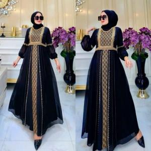 Abaya Arab Turkey RUKHAYYA Bordir Mewah  Bahan Jersey Mix Ceruty Mode Terbaru