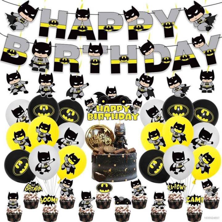 DC Batman Theme Happy Birthday Party Decorations Set Cake Topper