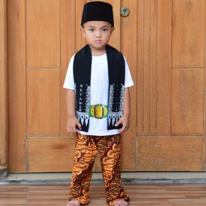 Fasion Betawi/Baju Betawi Anak/Celana+Kaos+peci+sabuk+Selendang/Fasion Baju Betawi Anak