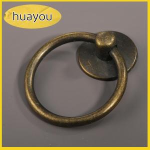 huayou ที่จับประตูเฟอร์นิเจอร์ห่วงทรงกลมสไตล์วินเทจ2ชิ้นมือจับลิ้นชักตู้อัลลอยสำหรับแต่งตัว