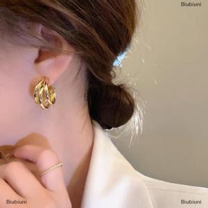 [COD] Biubiuni 1 cặp thiết kế tối thiểu kim loại phóng đại hình học tai Stud Bông tai cho phụ nữ cô gái thời trang khí đồ trang sức bên phụ kiện đơn giản