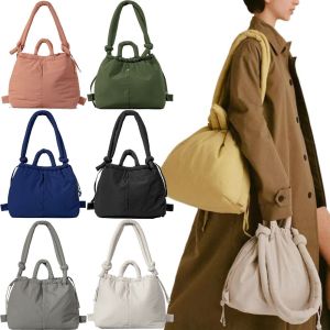 GBSDN Chần bông Túi tote có đệm ni lông Mềm Sức chứa lớn Túi đeo chéo Đơn giản Màu trơn Ba lô dây rút Du lịch