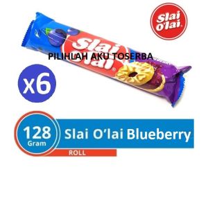Biskuit Roma Slai Olai Blueberry Roll / Slai Olai Blueberry Roll 128 gr ( HARGA 1 PAKET ISI 6 )