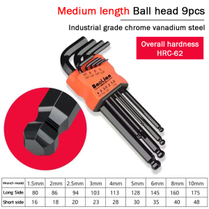 Hex Key Wrench Set Torx Allen Wrench Flower Type Spanner L Handle Screwdriver Repair Hand Tools 9pcs Double-End Screwdriver