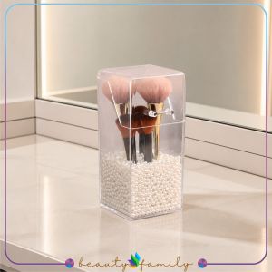 BF-K18 Kotak Penyimpanan Brush Make Up Acrylic + Mutiara / Kotak Brush Penyimpanan Kuas Kosmetik Akrilik Organizer