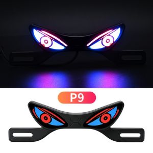 BESTOURO Waterproof Motorcycle Led Demon Eye Light Strobe Mode Anti Reverse Warning Motorcycle License Plate Light Rear Warning Lamp Car Decorative Tool