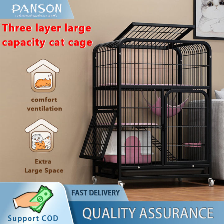 Three tier cat cage Deluxe cat house Large space Easy to assemble