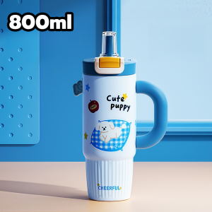 แก้ว แก้วเก็บความเย็น สแตนเลส 316 แบบมีหูหิ้ว มีด้ามจับถนัด พกหาสะดวก มีหลอดในตัว จุขนาดใหญ่ ถ้วยใส่ในรถยนต์