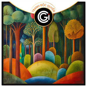 Tranh phong cảnh khu rừng bốn mùa tranh treo tường dán tường trang trí hiện đại decor nội thất.CGI-769