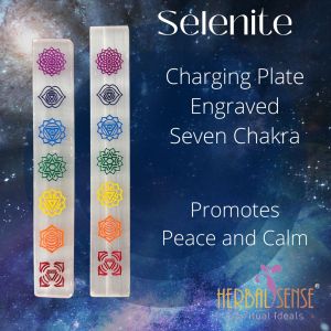 Selenite Charging Plate Engraved Seven Chakra for Reiki Healing Crystals Stones