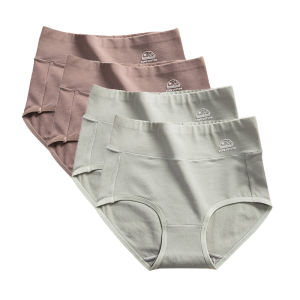 ≮923≯4Pack Women Underwear High Waist Cotton Briefs Tummy Control Ladies Panties Girls Lingerie Underpants M-4XL
