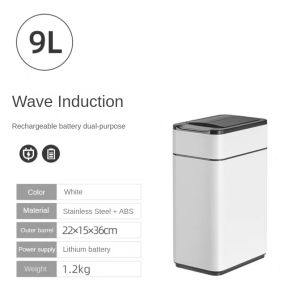 9/15/20/30/40/50/60L Smart Induction Trash Can Automatic Intelligent Sensor Dustbin Bathroom Waste Garbage Bins Household Toilet Large Capacity Waterproof Bin With lid