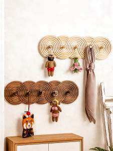 Boho Wooden Wall Hooks Art Spiral Pattern Multi-Hook Rack Decorative Coat&Key Hanger for Entryway&Bedroom Functional Home Decor2026