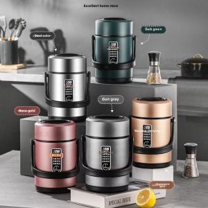316 Stainless Steel Vacuum 24-Hour Insulated Lunch Portable Lunch Large Capacity Insulated Bucket Three-Layer Bento Vacuum Pot Thermos Food Soup Thermal Container ﻿ food carrier lunch with handle 1.6L large capacity insulation food storage leak-proof scho