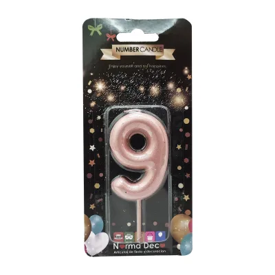 CGS Shiny Number Candle (9) - Rose Gold