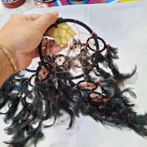 Hiasan Kamar Dream Catcher Bulu Diameter 12 cm / 4 inchi Unik (Asli Bulu Unggas) Penangkal Mimpi Buruk Warna Bisa Pilih