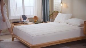 Cotton Quilted Fitted Mattress Cover Solid Color Soy Fiber Fitted Sheet Soft Bed Cover Mattress Topper Protector No Pillowcase