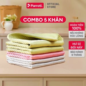Combo 5 Khăn lau bếp đa năng siêu thấm hút lau kính xe ô tô Parroti Fiber FB01