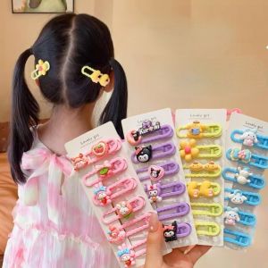 5Pcs Sanrio Kuromi Cinnamoroll Girls Hairpin Kawaii Babies Hair Clip My Melody Princess Babies Clips Girl Accessories