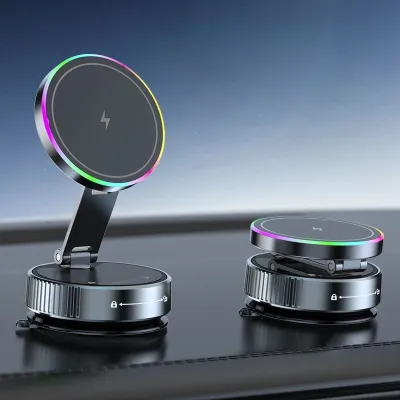 2025 New K5 Wireless charging Car Phone Holder Suction Cup Vacuum Magnetic Phone Holder 360° rotatable and foldable Phone Holder