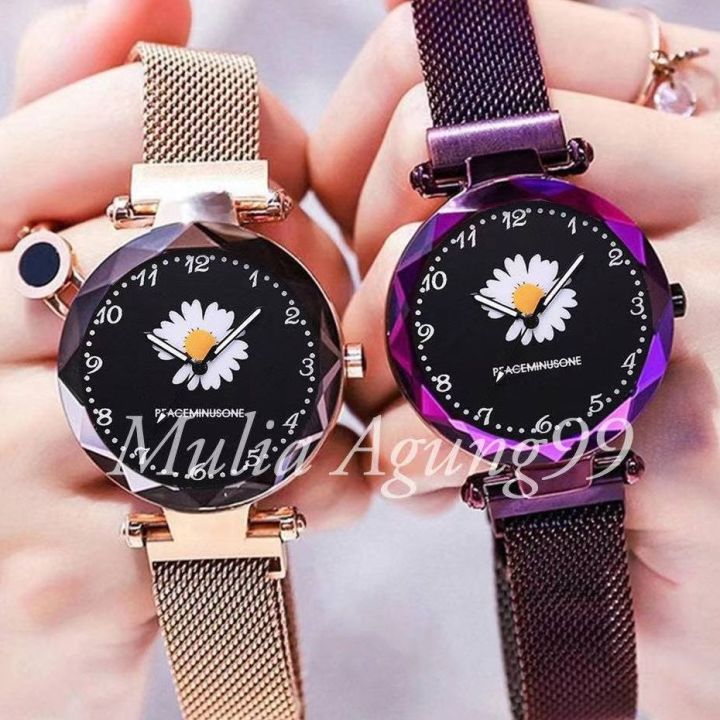 bayar di tempat jam tangan magnet terbaru wanita fashion watch magnetic jam tangan tali magnet pasir bintang starry fashion jam tangan wanita murah magnet fs 802