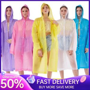 [FAST SHIP]Baju hujan Waterproof Raincoat for Adult Women/ Men Rainsuit Rainwear Transparent Hoodie Raincoat Suit Thickened EVA Outdoor Raincoat Poncho with big Hat and Sleeves Rain Umbrella Jaket Hujan Travel 雨衣