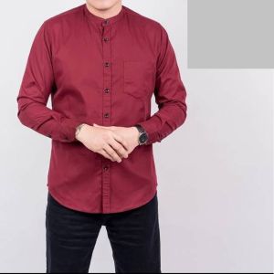 Baju Kemeja Pria polos Lengan panjang kerah shanghai