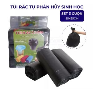 Set 3 Túi Rác Tự Phân Hủy Màu Đen Siêu Dai Kích Thước 55x65cm - Khôi Lượng 05kg