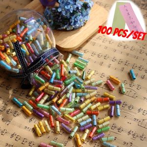 YESPERY 100pcs Cute Message Capsule Clear Shell Lovely Color Letter Paper Mini Wish Bottle Confession Holiday Present