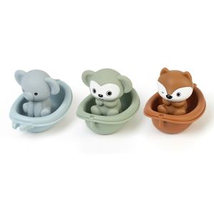 VERIDIAI Animal Designs Baby Bath Toys Folding Tower Finger Puppet Floating Shower Toy For Children Colorful Stacking Boat Toys Infants Toddlers