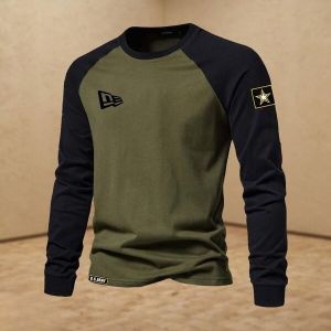 2025 Color Splicing Long Sleeve for Men Quick Drying Breathable Tshirt for Men Round Neck Long Sleeve