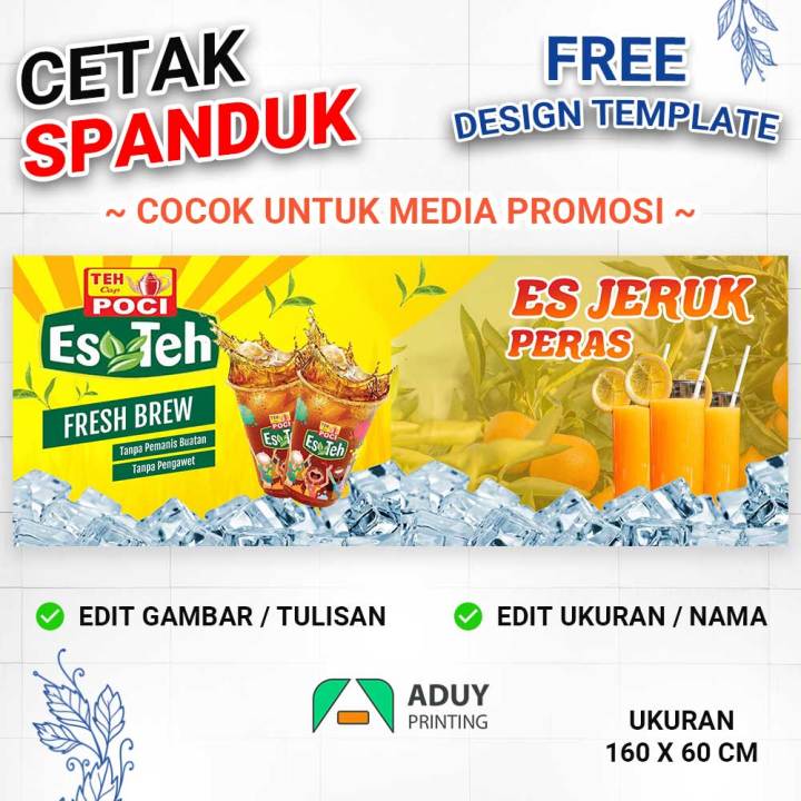 Cetak Spanduk Banner Es Teh Poci Es Jeruk Peras Ukuran 160x60 Bisa