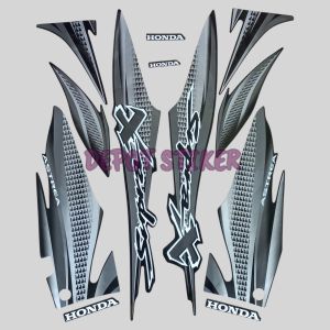 Striping Stiker Honda Supra X 100 2002 2003 Hitam Lis Silver List Body Standar