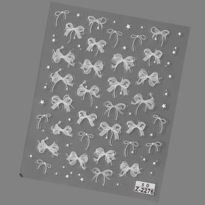 Dorisna Trắng NƠ REN Miếng dán móng tay Relief Dán Ins Hot Cổ Tích Móng Tay Phong Cách ruy băng lụa Đề-can móng tay Mặt Hàng Phổ Biến