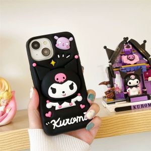 2in1 Silikon 3D Pop Standing Lotso Kuromi Bear iPhone 15 14 13 12 11 Pro Max My Melody Silicone Rubber Cartoon Kartun Motif Lucu Karakter Socket Soket Anti Noda Softcase Soft Case Cover iPhn