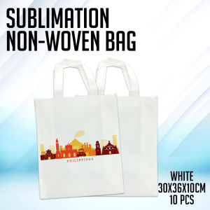 Risefully 10pcs Printable Non Woven Bag Reusable Tote Bag Full White & w/ Brown Lining Eco Bag