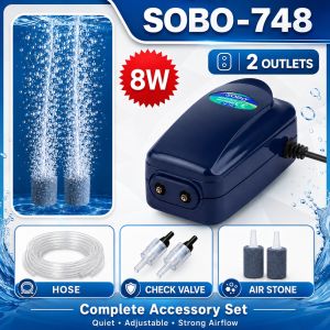 SOBO Powerful Air Pump for Aquariums - 4 Outlet Adjustable Air Flow