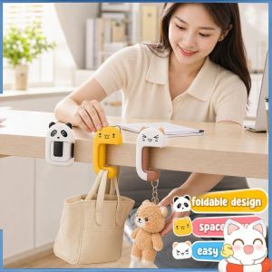 Foldable Cartoon Desk Hook Portable No Drilling Durable ABS Bag Hanger For School Office Home