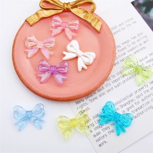 4pcs/Lot 29x22mm Plastic Acrylic Shiny Color Butterfly Bowknot Bows Beads Charm for Necklace Bracelet Earring Hair Ornaments Making DIY Jewelry Beads Accessories