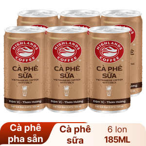 Date 11/27 Lốc 6 Lon cà phê sữa đá Highlands Coffee 185ml x 6
