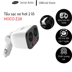 Tẩu Sạc Xe Hơi 2 Lỗ 2 USB Hoco Z28 Có Hiện Điện Áp Thực Hiện Tại