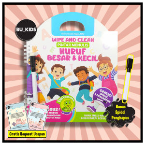 Buku Belajar Menulis - Wipe And Clean Book Pintar Menulis Huruf Besar dan Kecil