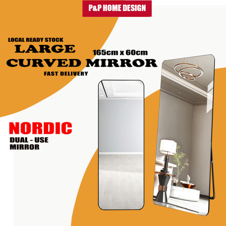 165cm x 60cm Full Body Curved Stand Mirror Cermin Tinggi Besar Modern ...